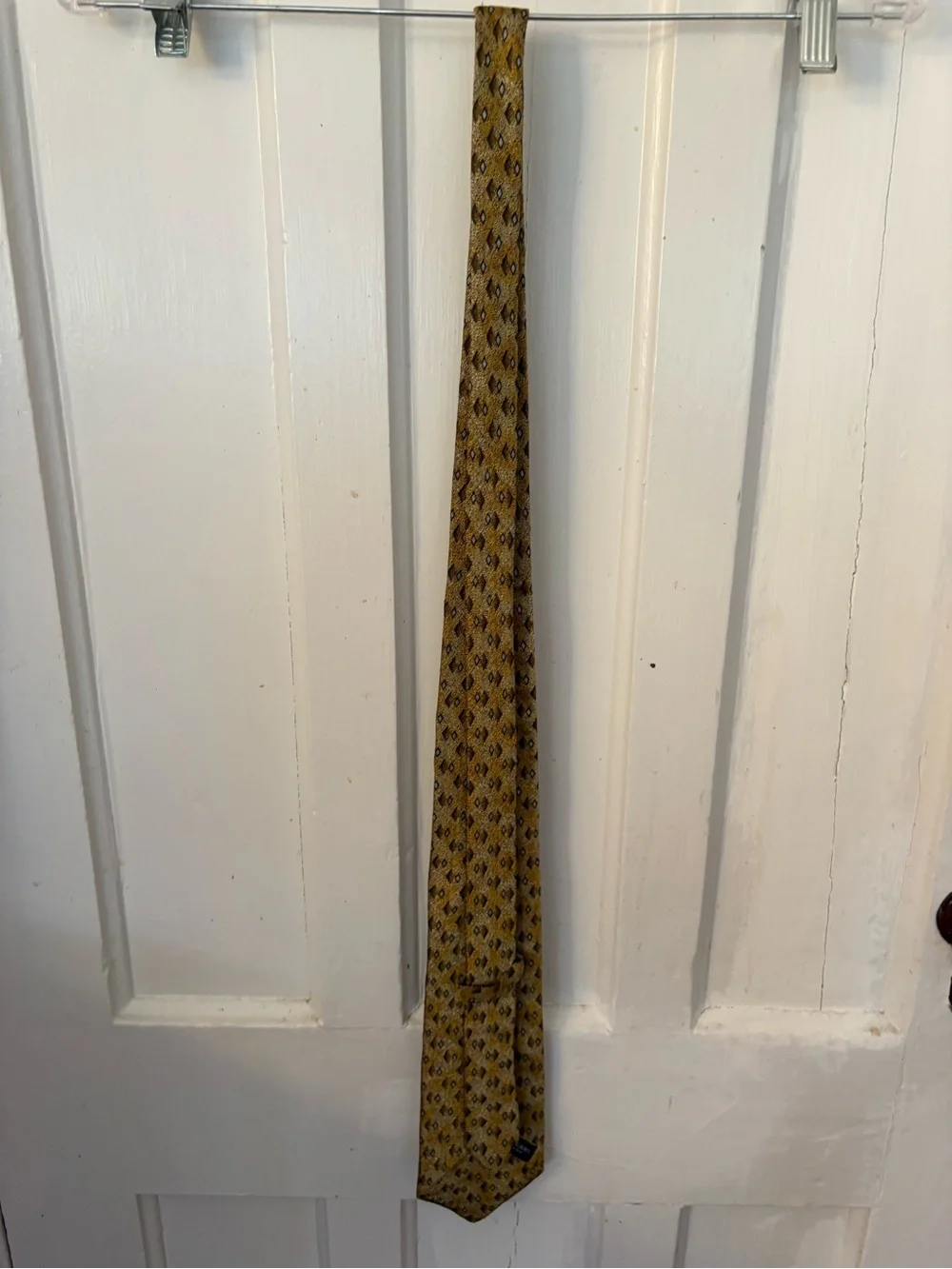 Burberry Gold and Brown Geometric Silk Tie